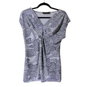 The Limited Classy Ruffle Neck Black/Pink Blouse, Size Small